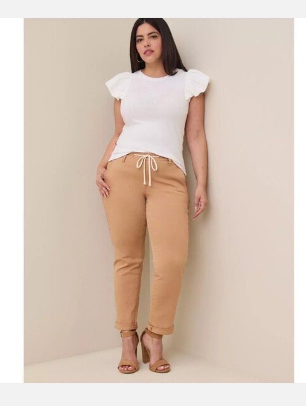Torrid Camel Drawstring Pull On Stretch Twill Pant